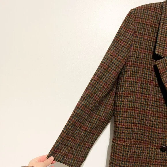 Giorgio Sant Angelo Womens VTG Wool Houndstooth Blazer 10 Academia Oversized - Picture 3 of 11